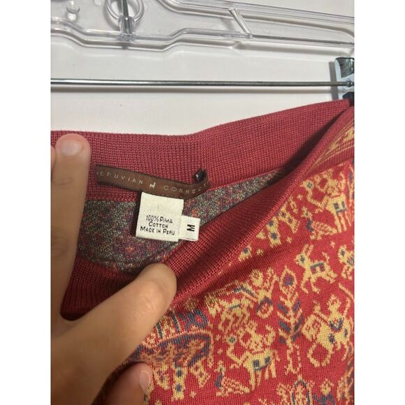 Peruvian Connection Skirt Women's Medium Pink Elephant Print Pima Cotton Knit - Picture 5 of 5